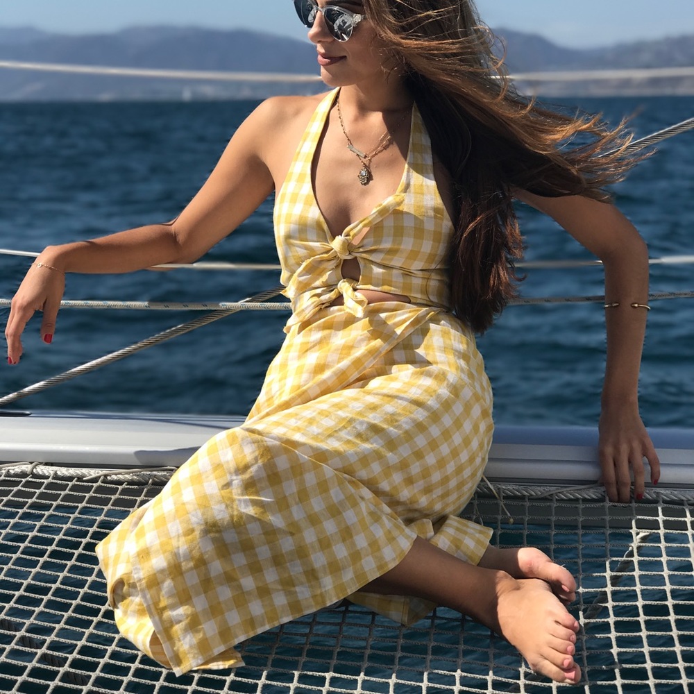 Reformation linen gingham dress, XS